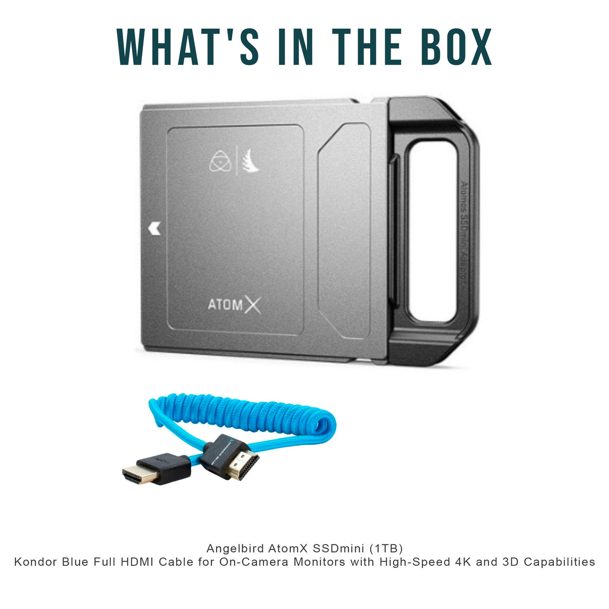 Angelbird AtomX 1TB SSDmini with Full HDMI Cable for On-Camera Monitors Bundle