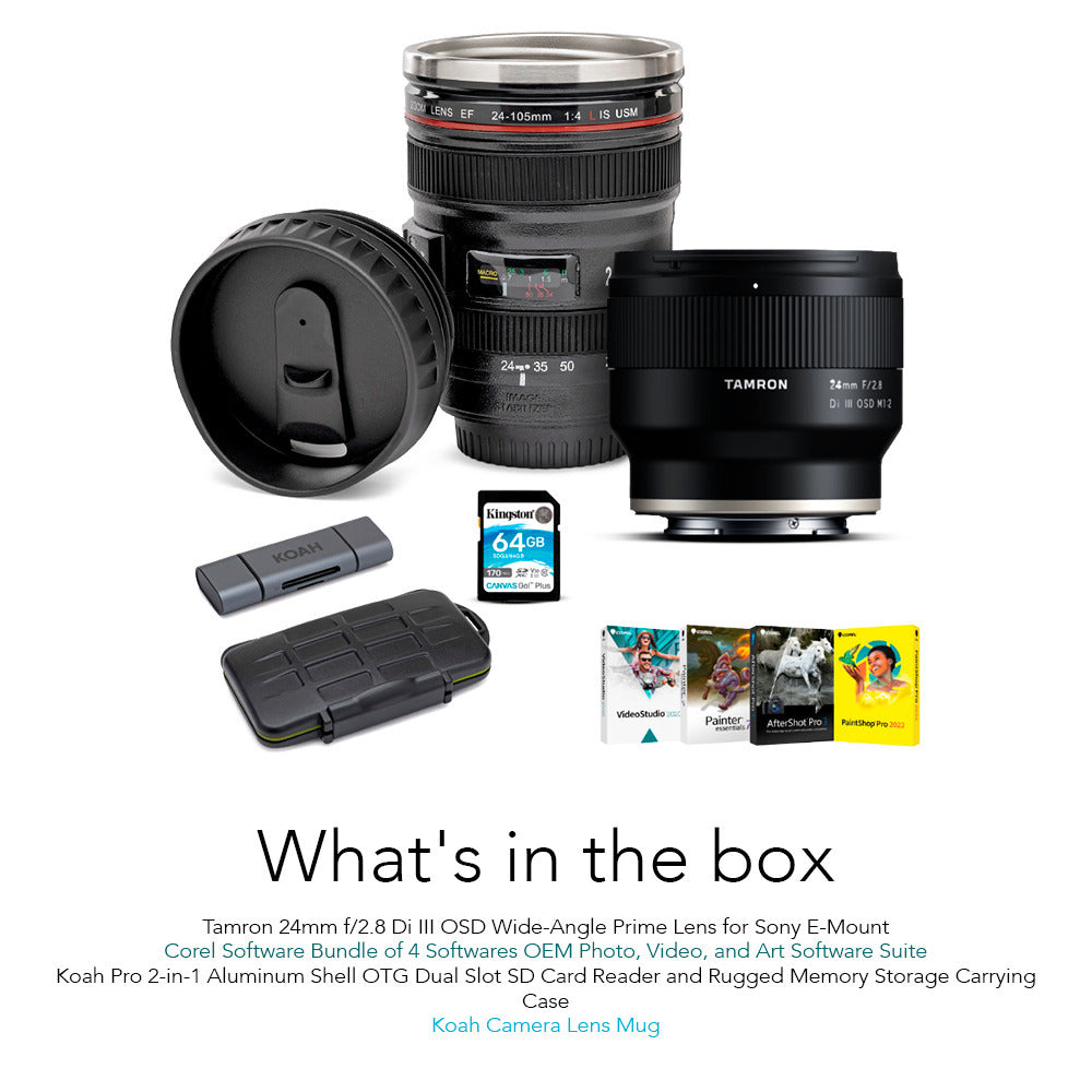 Tamron 24mm f/2.8 Di III OSD Wide-Angle Prime Lens for Sony E-Mount with Software Suite Bundle