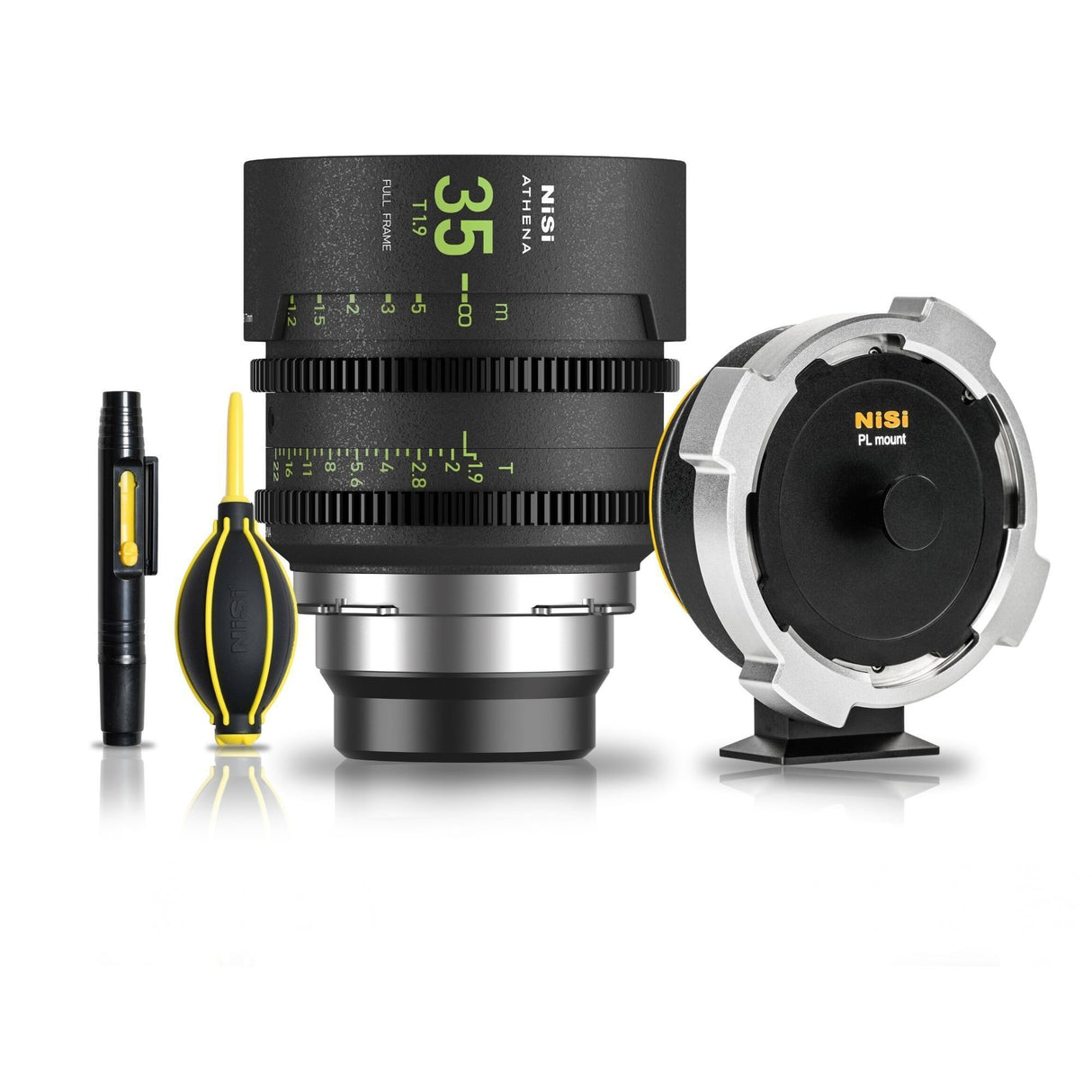 NiSi 35mm ATHENA PRIME Full Frame Cinema Lens T1.9 with Fluorescent Focal Scale (PL Mount) Bundle