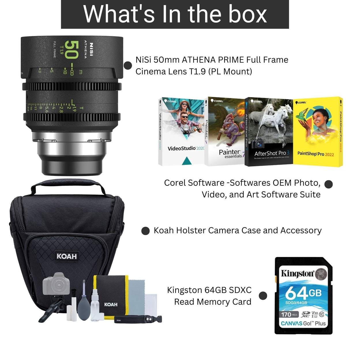 NiSi ATHENA PRIME 50mm T1.9 Full-Frame Lens (PL Mount) with Software Suite and Memory Card Bundle