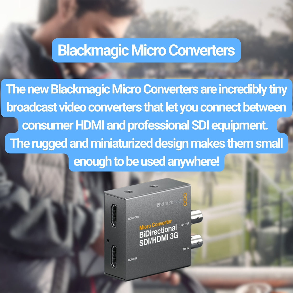 Blackmagic Design Bi-Direct SDI-HDMI 3G PSU Micro Converter (Black) with 12-Feet HDMI Cable