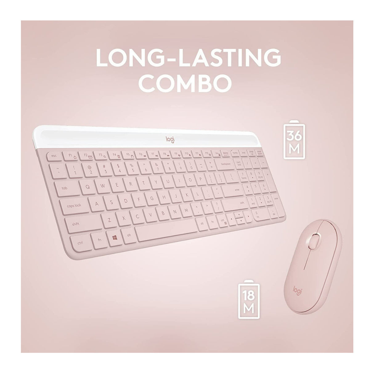 Logitech MK470 Slim Wireless Keyboard and Mouse Combo with Compact Layout (Rose) Bundle