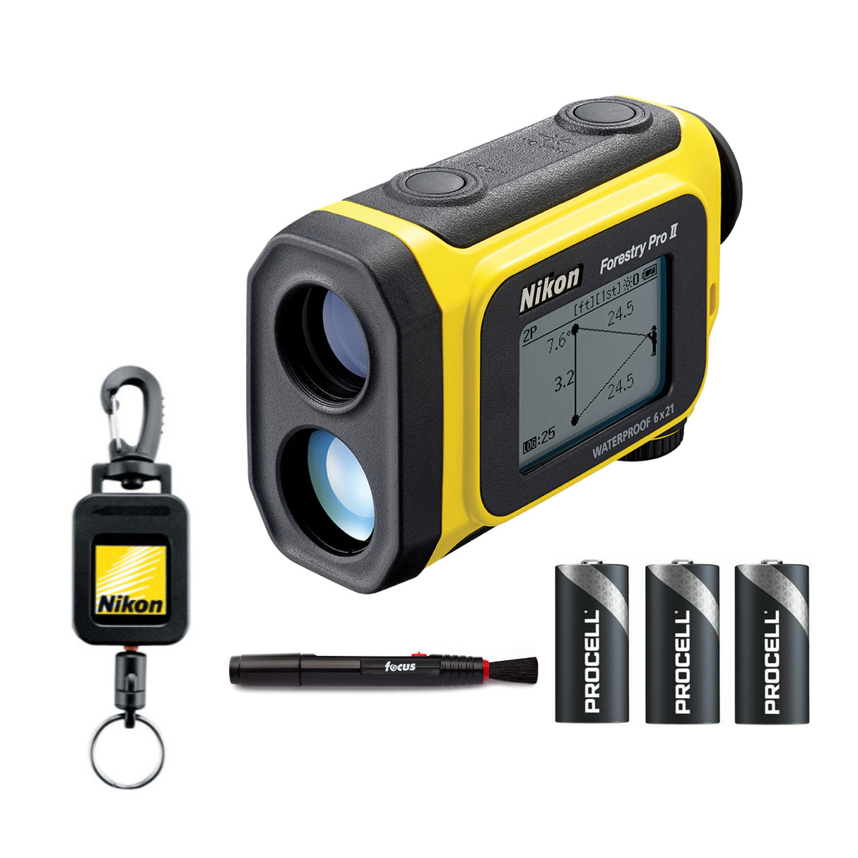 Nikon Forestry Pro II Laser Rangefinder with Lens Pen, Retractable Rangefinder Tether, and Batteries