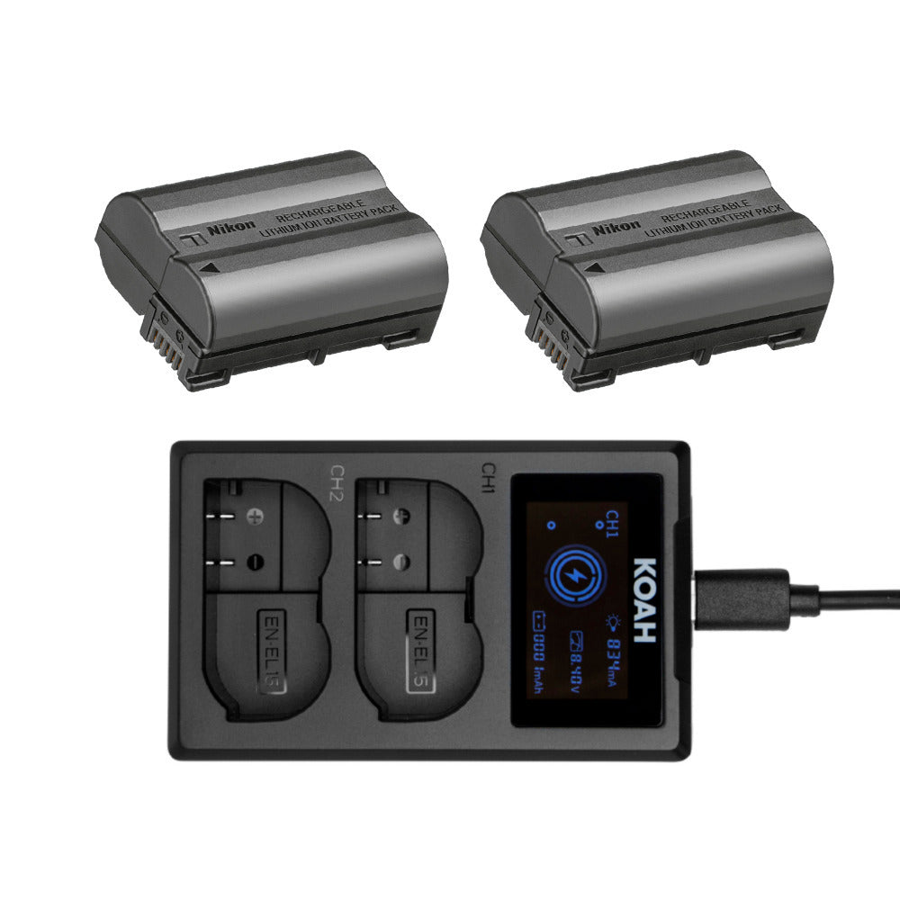 Nikon EN-EL15c Rechargeable Li-ion Battery (2-Pack) with USB-C Charger for EN-EL15 Battery Bundle