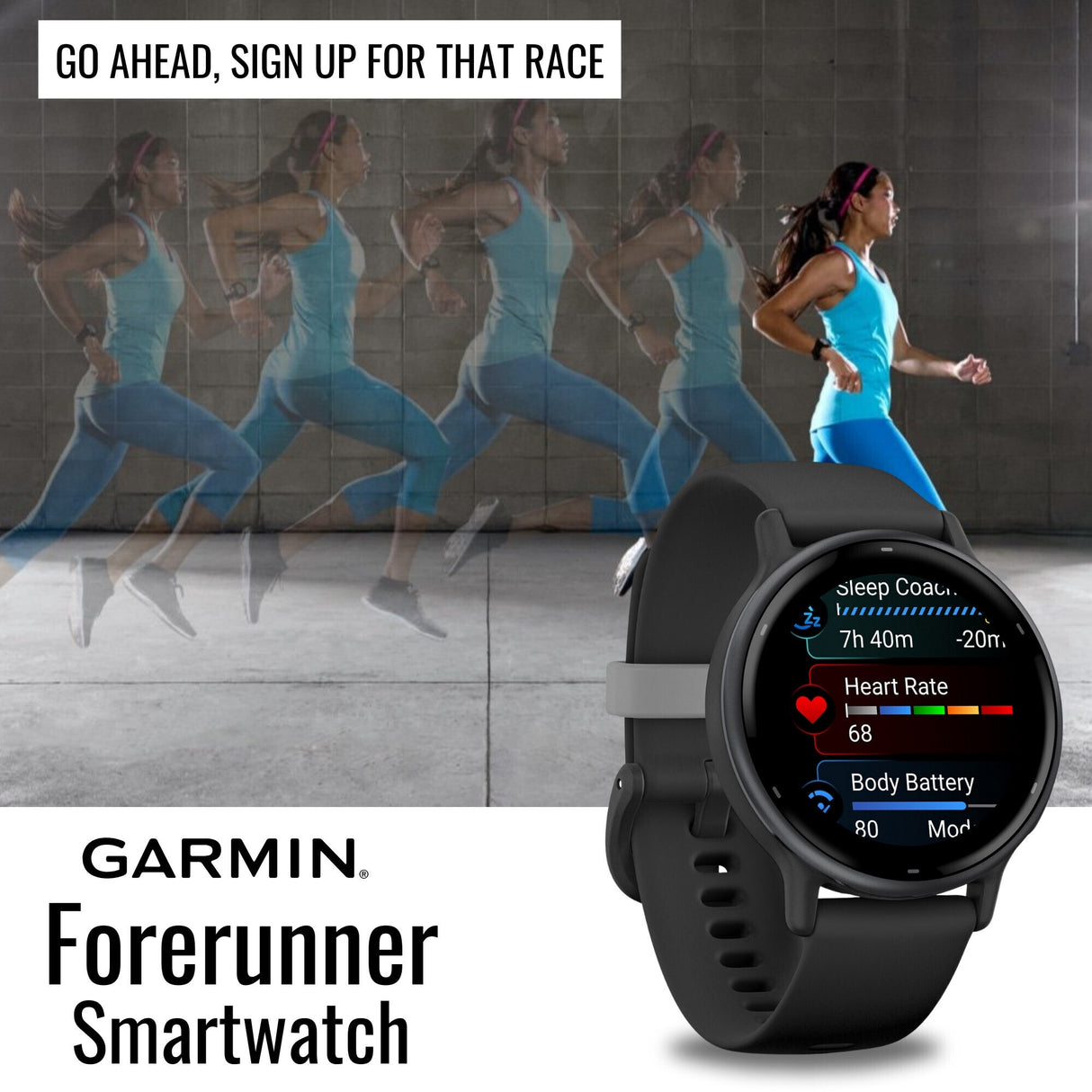 Garmin Forerunner 165 GPS Running Smartwatch (Black and Slate Gray) with Screen Protector Bundle