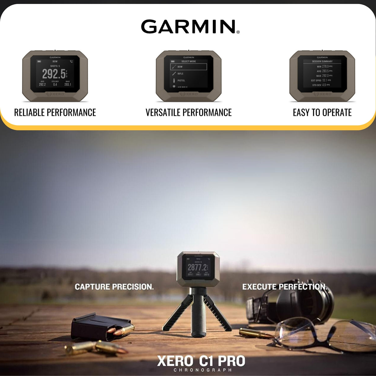 Garmin Xero C1 Pro Chronograph with 59-Inch Tripod Stand With Bag bundle