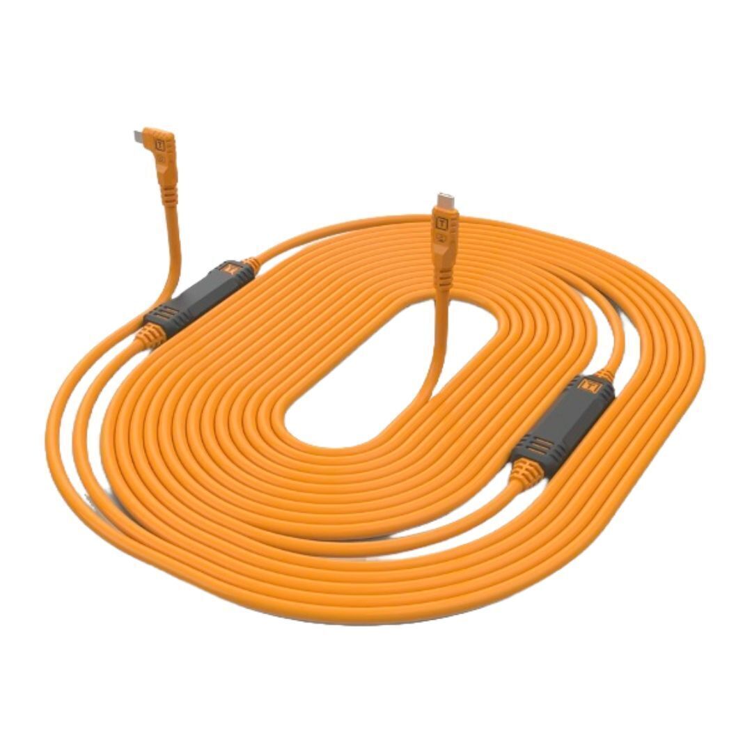 Tether Tools TetherPro USB-C to USB-C 31-Feet Straight to Right Angle Cable (Orange)