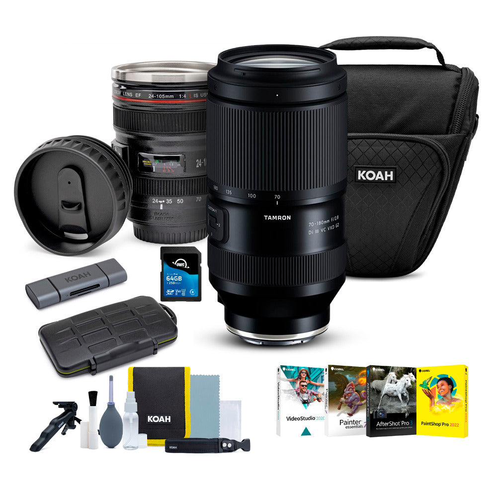 Tamron 70-180mm F/2.8 Di III VC VXD G2 for Sony E-Mount with Lens Mug, Case and Accessory Bundle