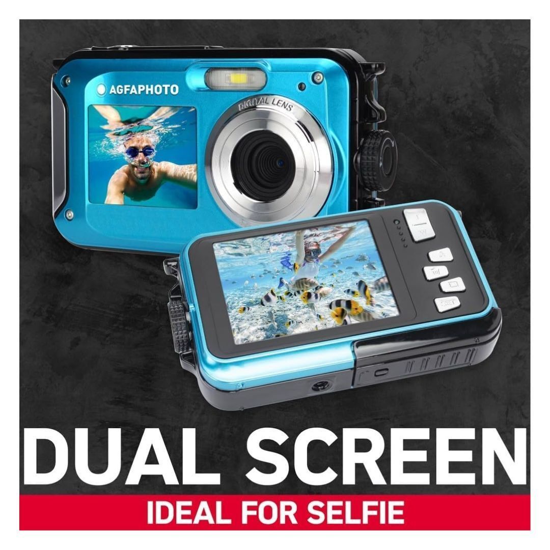 AGFAPhoto WP8000 24MP Waterproof Digital Camera with 3x Optical Zoom and Full-Frame Sensor (Blue)