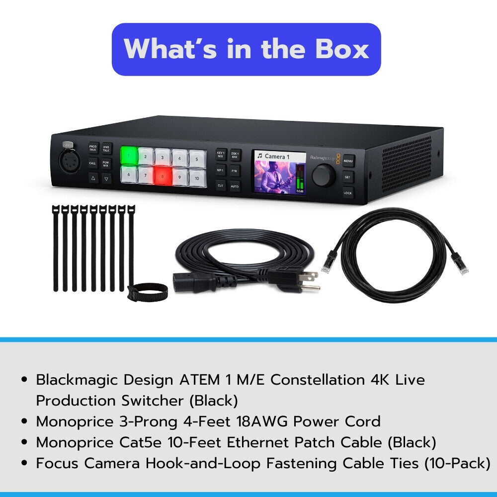 Blackmagic Design ATEM 1 M/E Constellation 4K Live Production Switcher with Power Cord Bundle