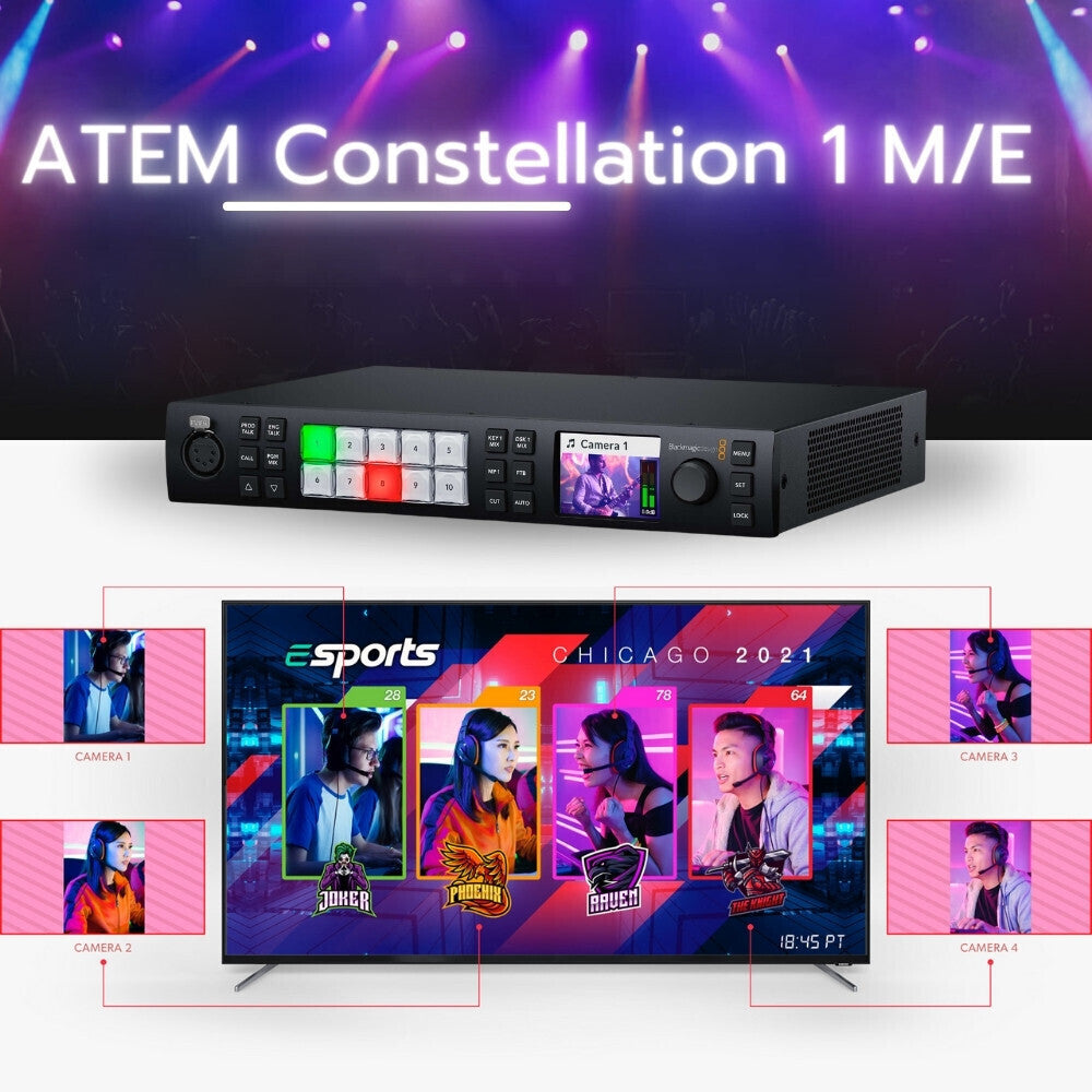 Blackmagic Design ATEM 1 M and E Constellation 4K Live Production Switcher with Cable Bundle