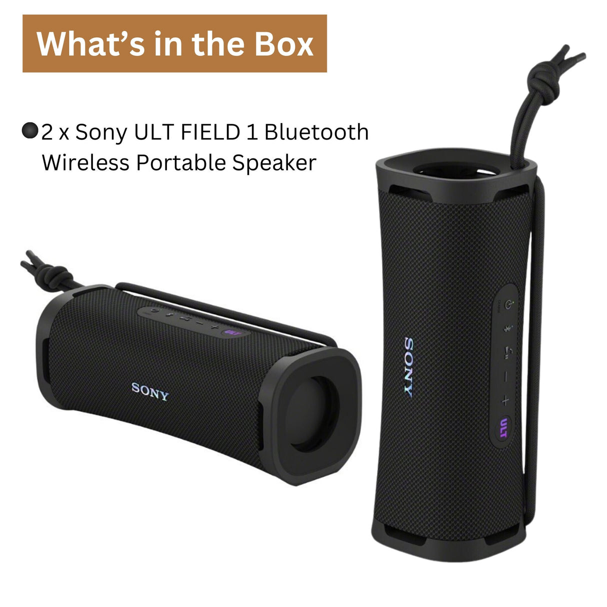 Sony ULT FIELD 1 Bluetooth Wireless Portable Speaker with Echo Canceling Tech (Black, 2-Pack) Bundle