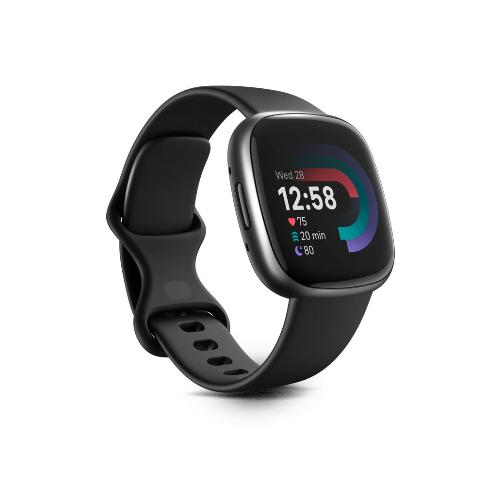 Fitbit Versa 4 Thin Lightweight Aluminum Fitness Smartwatch with Color Touchscreen (Black Graphite)