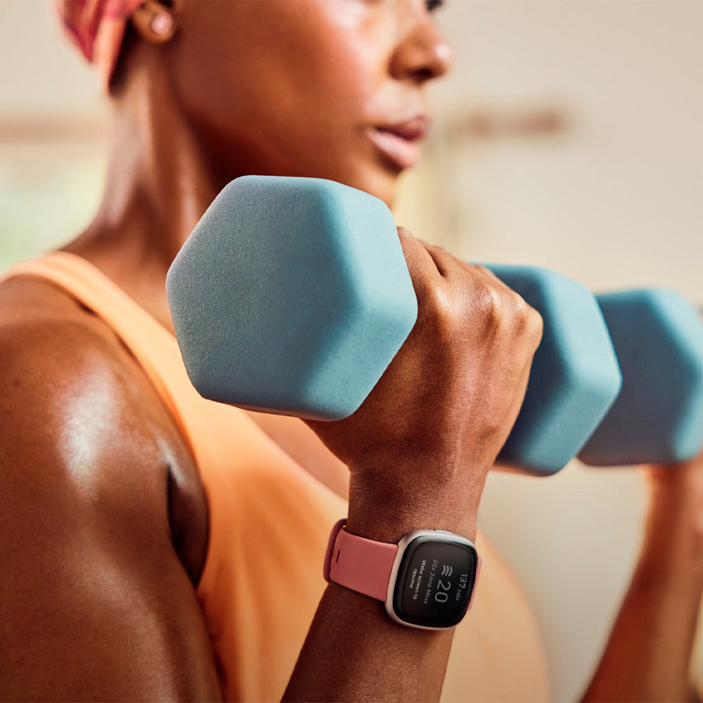 Fitbit Versa 4 Thin Lightweight Aluminum Fitness Smartwatch with Color Touchscreen (Copper Rose)