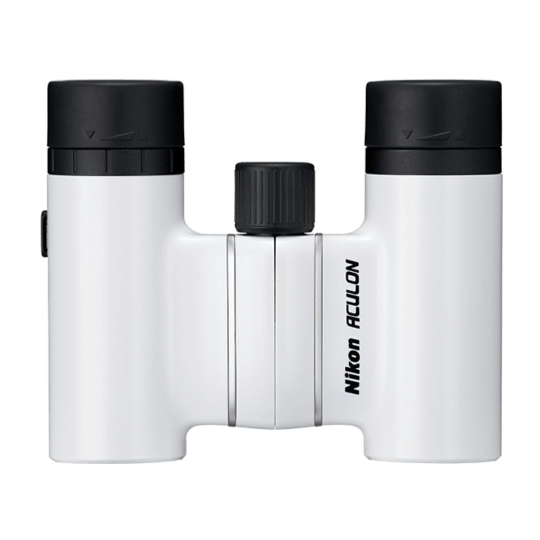 Nikon 16734B Aculon T02 8x21 Binoculars with Turn-and-Slide Rubber Eyecups (White, Refurbished)