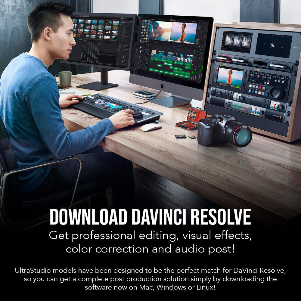 Blackmagic Design UltraStudio 4K Mini Recorder with Power Cord (Black) and Read Memory Card Bundle