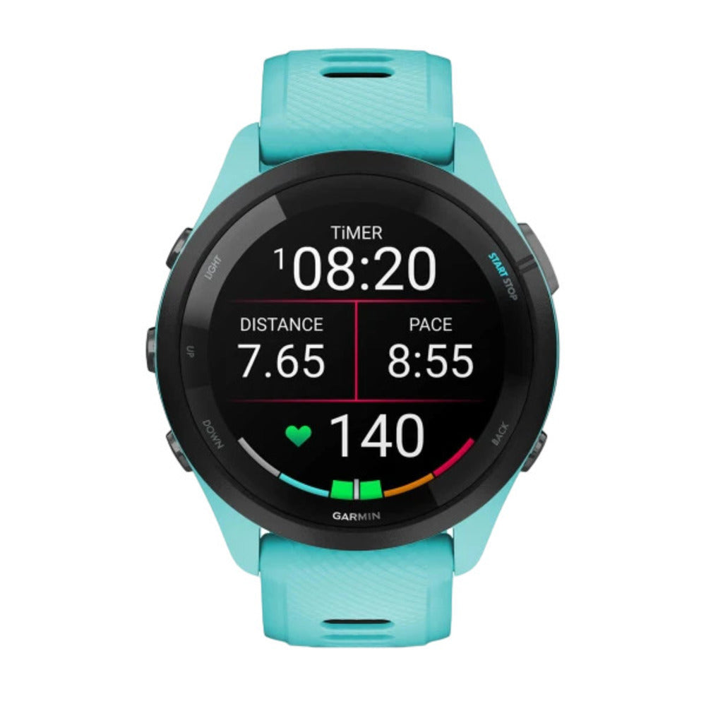 Garmin Forerunner 265 Black Bezel and Aqua Case Smartwatch (Aqua/Black)