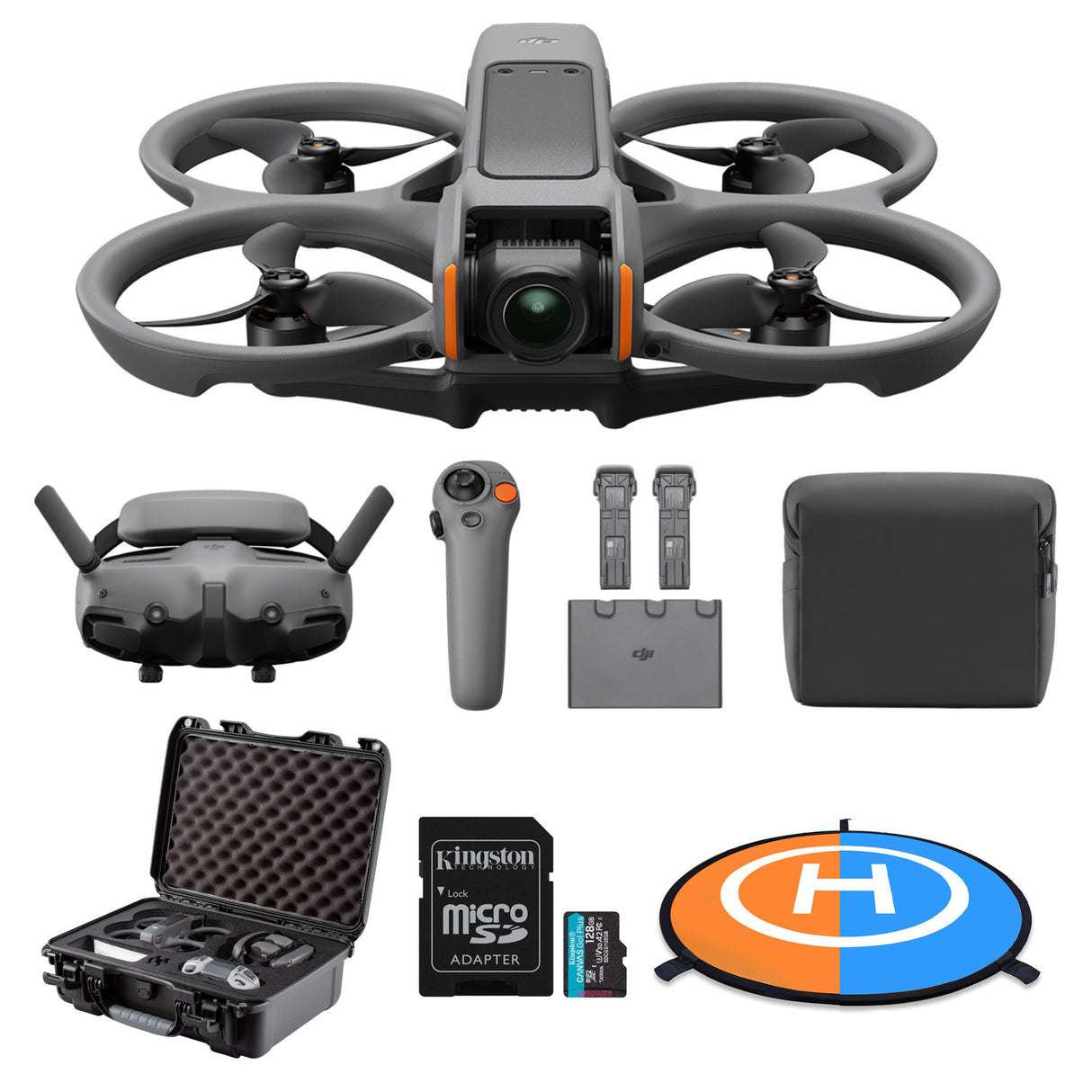 DJI Avata 2 Fly More Combo (Three Batteries) with Custom Molded Hardcase, Landing Pad and 128GB Card