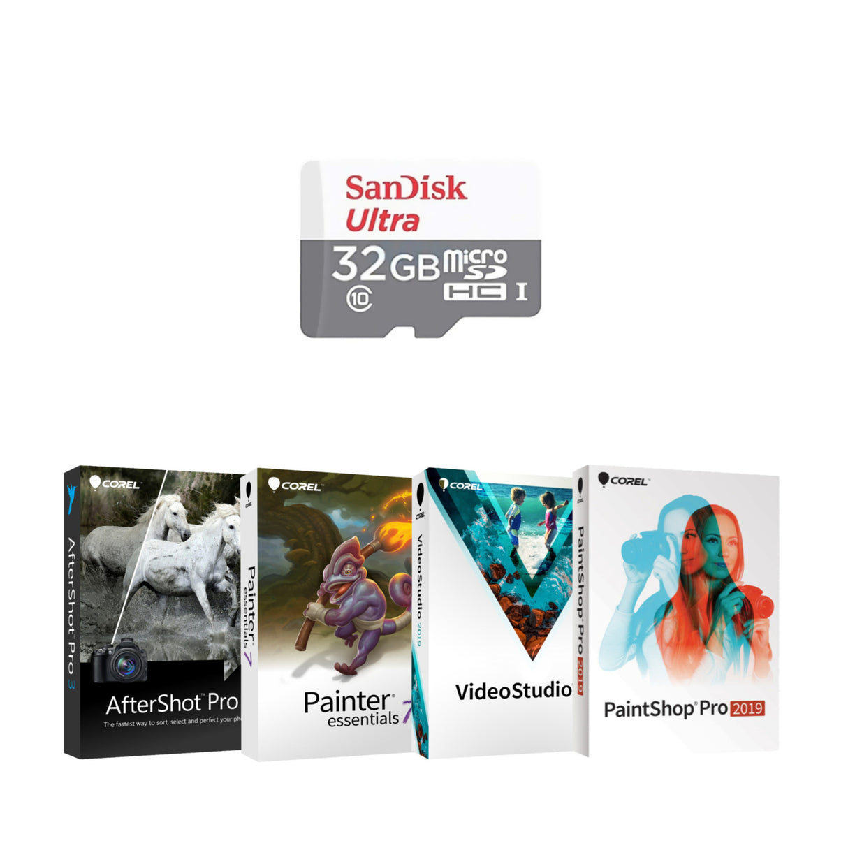 SanDisk Ultra 32GB 100MB/s UHS-I Class 10 microSDHC Card with Corel Deluxe Photo Software Kit Bundle