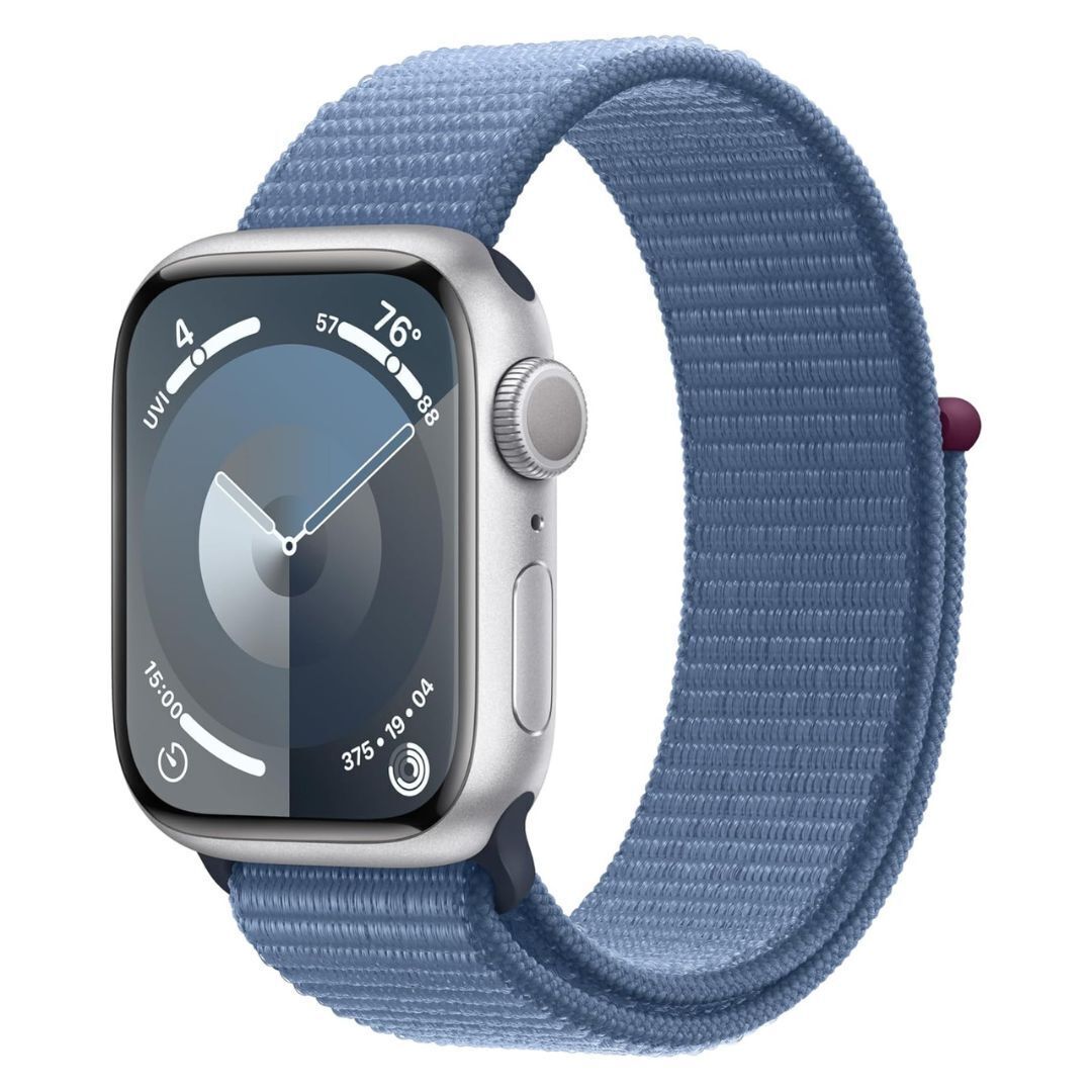 Apple Watch Series 9 GPS 41mm Silver Aluminum Case with Winter Blue Sport Loop with Blood Oxygen App