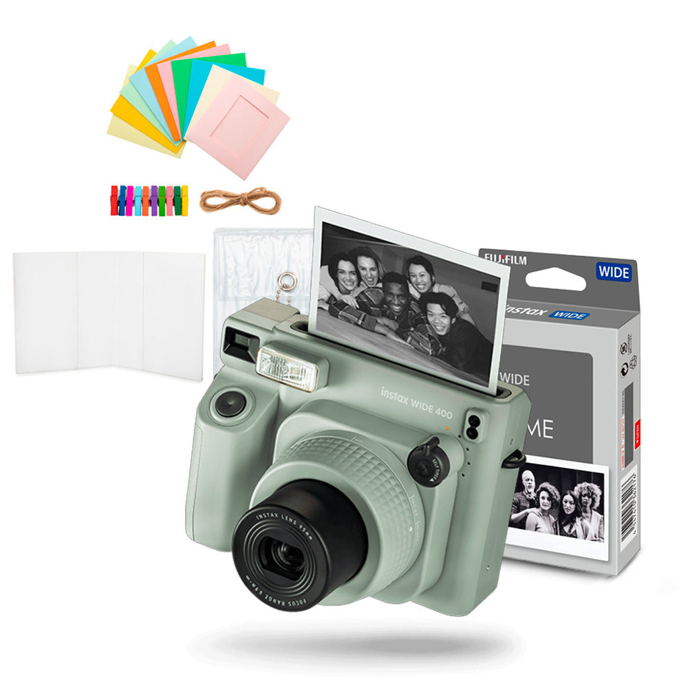 Fujifilm Instax Wide 400 Camera with Automatic Electronic Flash and Self-Timer (Green) Bundle