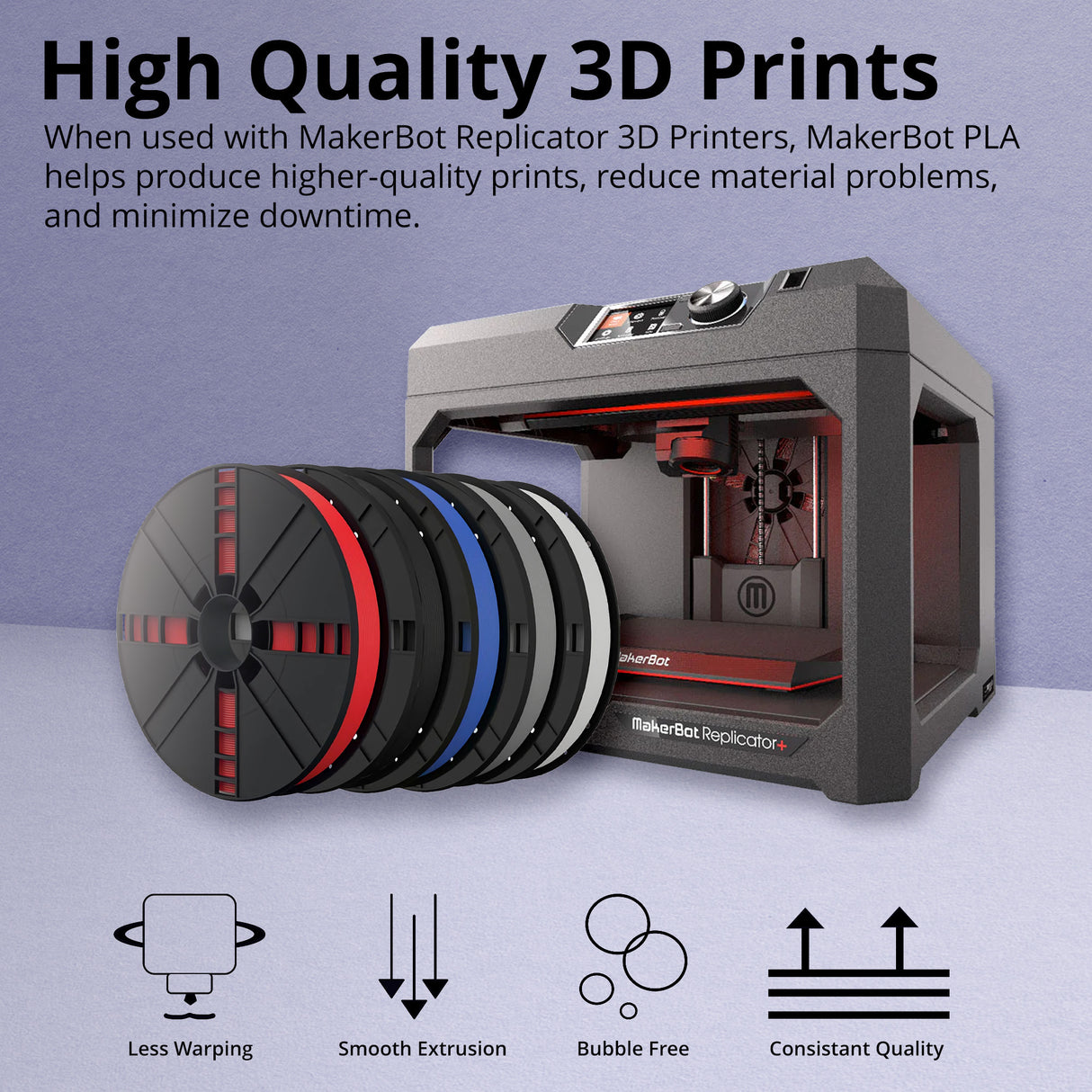 MakerBot PLA 3D Printing Filament Large Spool for Replicator+ and 5th Gen 3D Printers (True White)