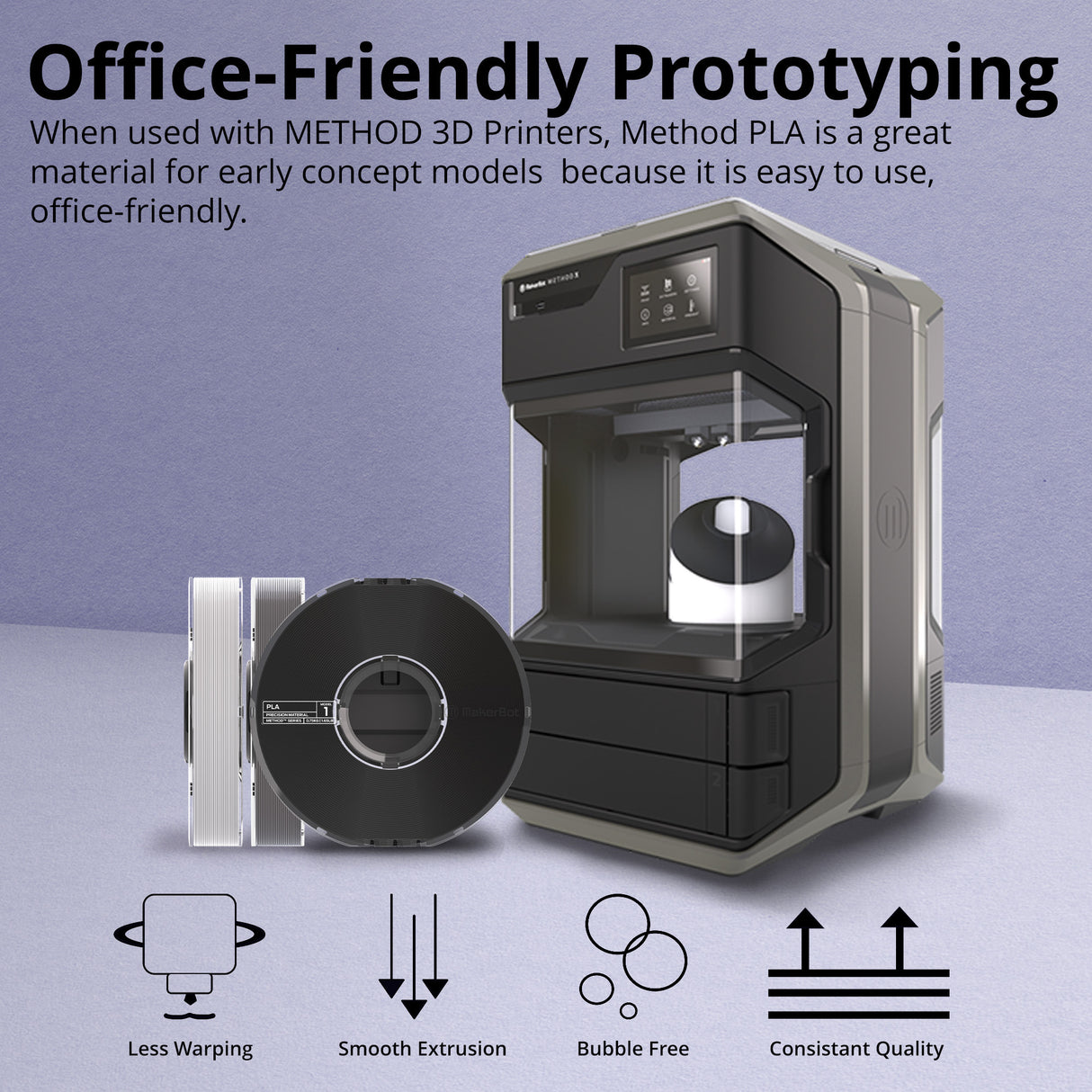 MakerBot 375-0016A METHOD PLA 3D Printing Filament Spool True White