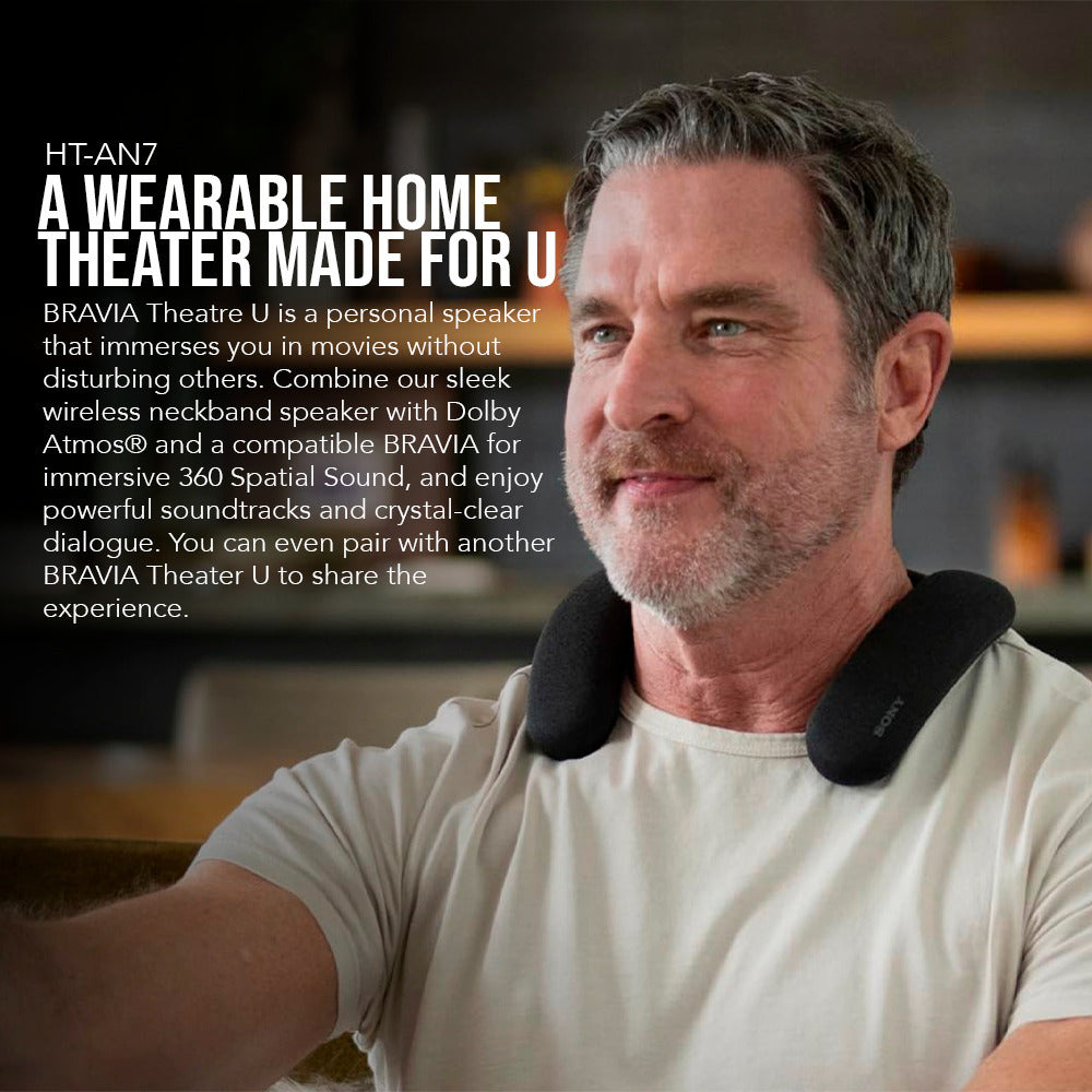 Sony Bravia Theater U Wearable TV Speaker with 360 Spatial Sound Technology (Black) Bundle