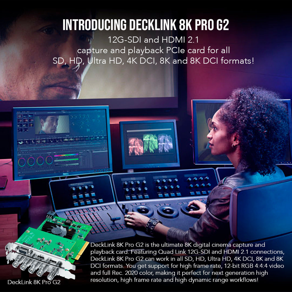 Blackmagic Design DeckLink 8K Pro G2 Capture Card with 6-Feet HDMI Cable (Silver, 2-Pack) Bundle