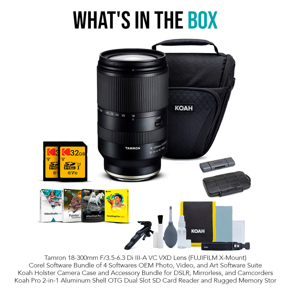 Tamron 18-300mm F/3.5-6.3 Di III-A VC VXD Lens (X-Mount) with Software Suite, Case and Accessory kit