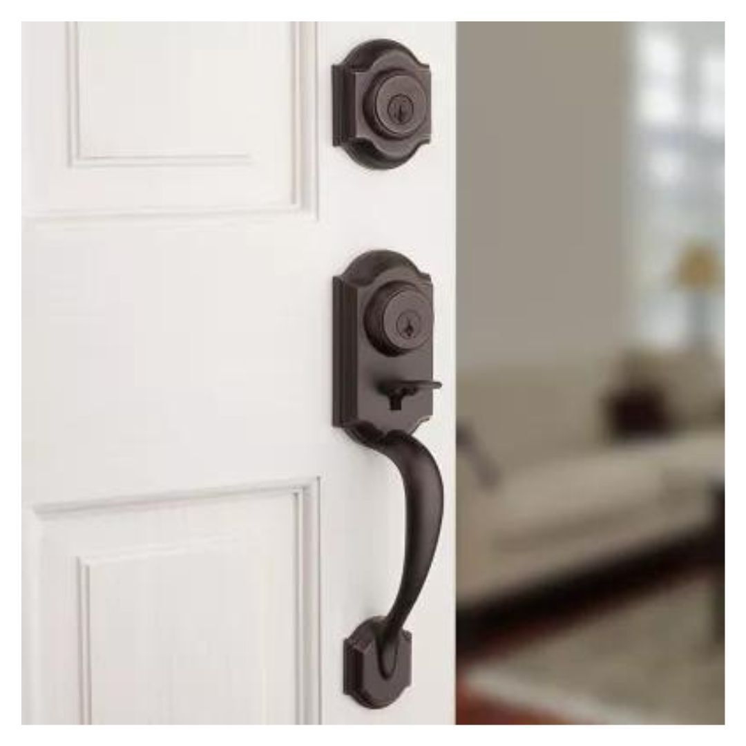 Kwikset Montara Handleset with Juno Knob and Deadbolt Keyed One Side Design (Venetian Bronze)