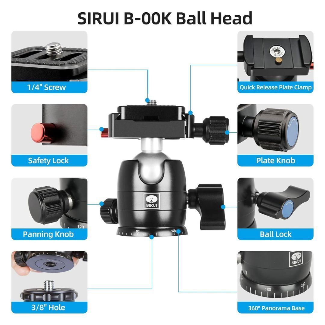 Sirui Traveler X-I 59.8-Inch Compact and Lightweight Travel Tripod with B-00K Arca-Type Ball Head