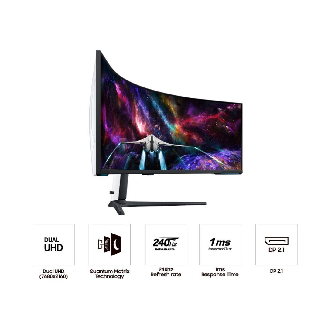 Samsung 57-Inch Odyssey Neo G9 Dual 4K UHD Quantum Mini-LED HDR 1000 Curved Gaming Monitor