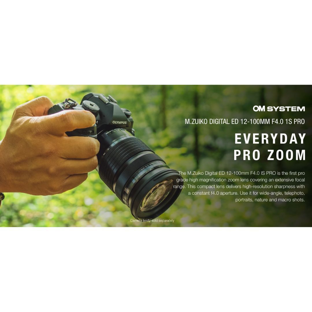 Olympus OM SYSTEM M.Zuiko Digital ED 12 to 100mm F4.0 IS PRO Lens with Weatherproof Construction