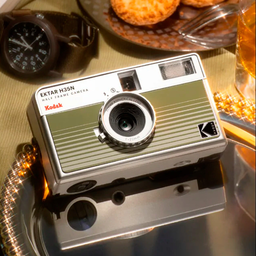 Kodak Ektar H35N 35mm Half Frame Film Camera Bundle with Ultramax 400 24 Exp Film (Striped Green)