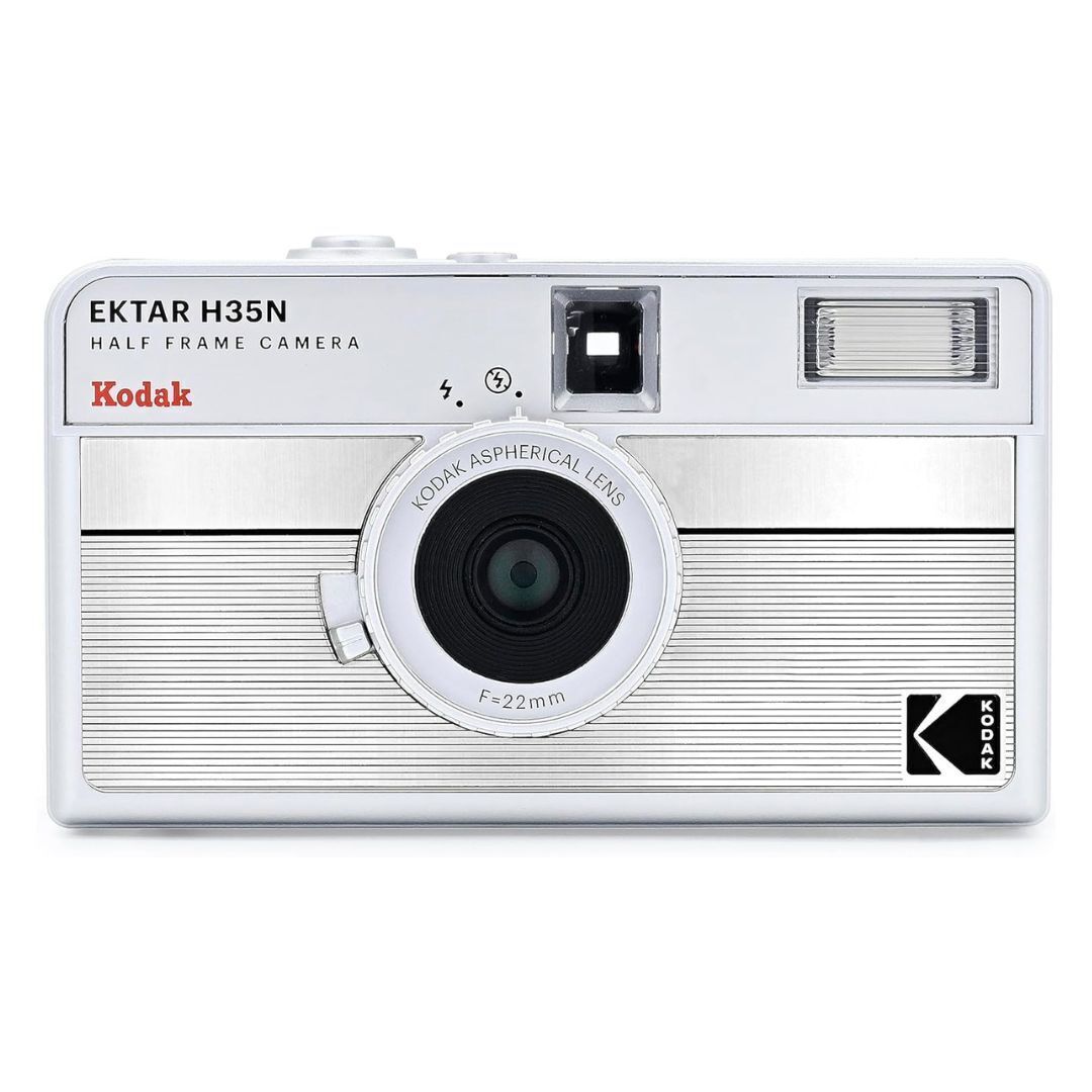 Kodak Ektar H35N 35mm Half Frame Film Camera Bundle with Ultramax 400 24 Exp Film (Striped Silver)