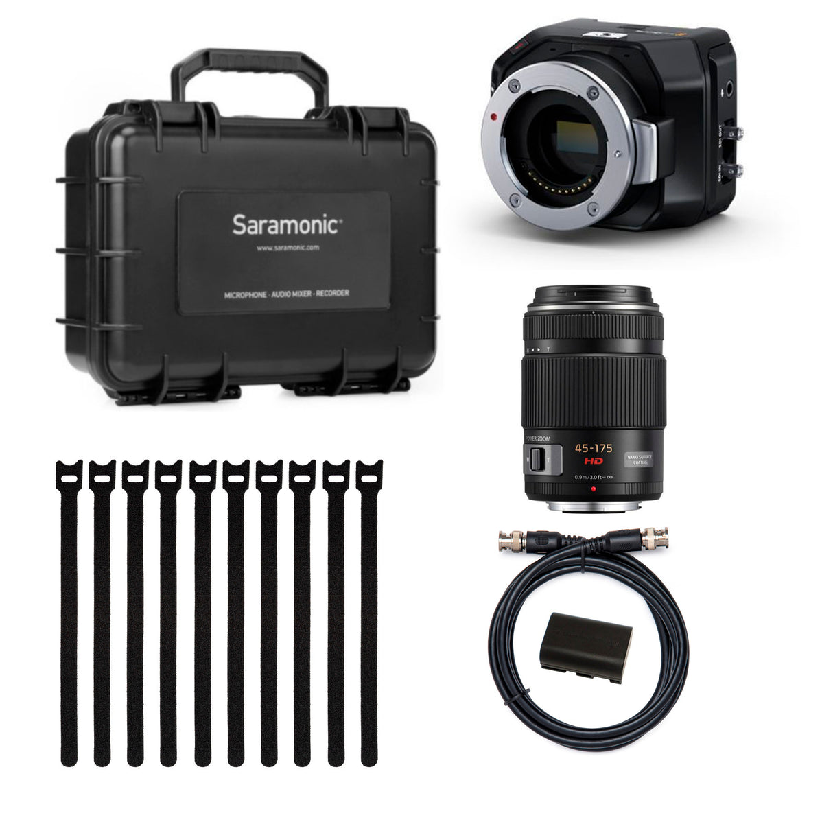 Blackmagic Design Micro Studio Camera 4K G2, Lens, Case, Cables and Fastening Cable Ties Bundle