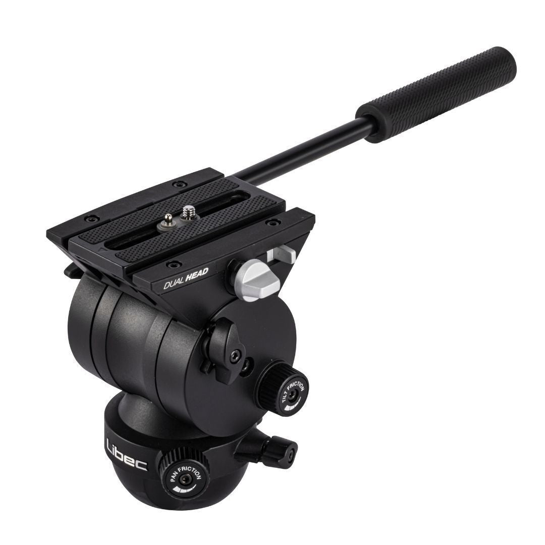 Libec TH-VH Friction Video Head with 75mm Ball, Flat Base, Quick-Release Plate and Pan Handle