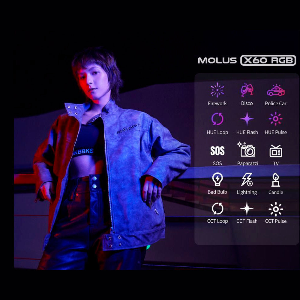 Zhiyun MOLUS X60RGB RGB LED Monolight with 15 Creative Lighting Effects (Combo Kit)