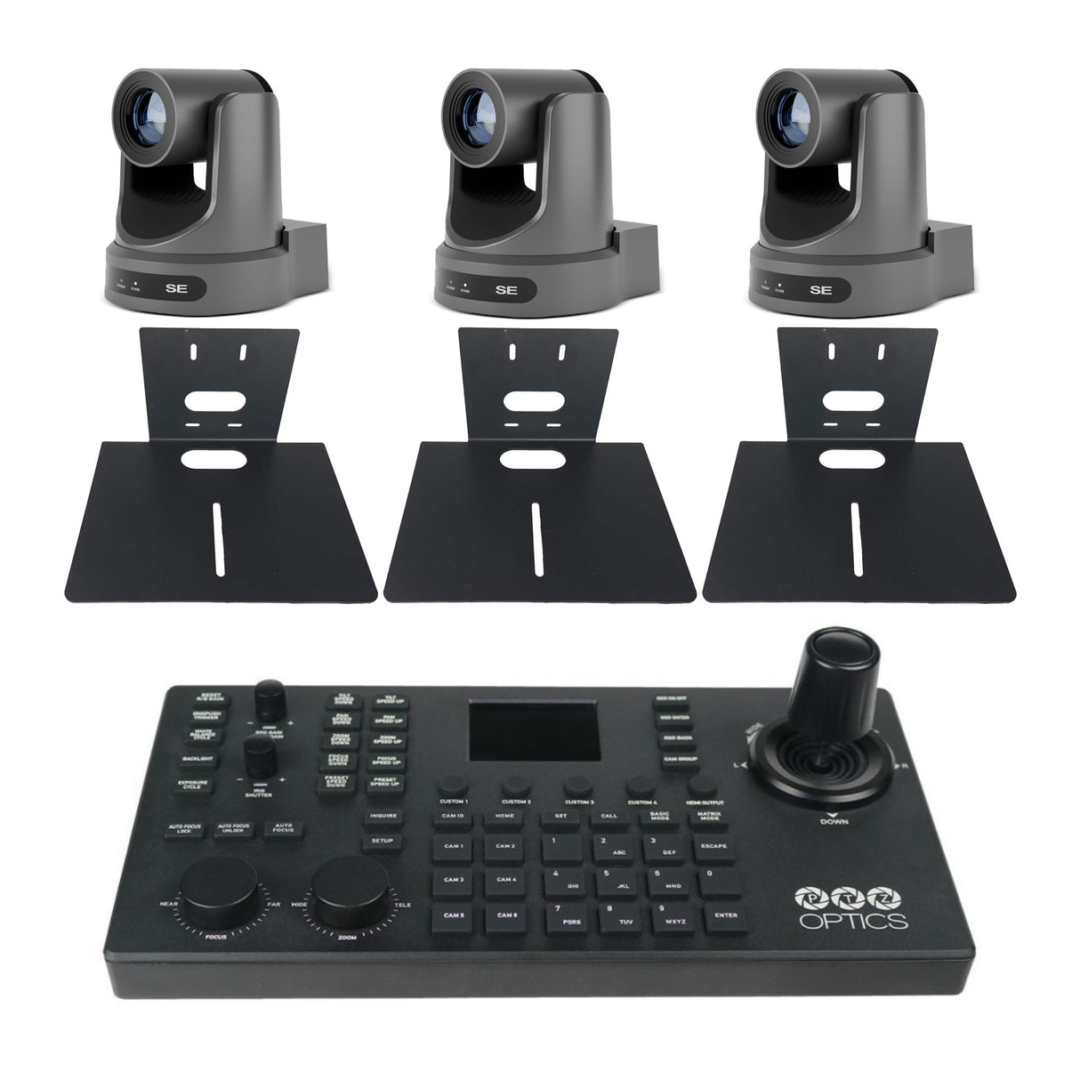 PTZOptics Move SE 30x 1080p Full HD Advanced PTZ Auto-Tracking Zoom Camera (Gray, 3-Pack) Bundle