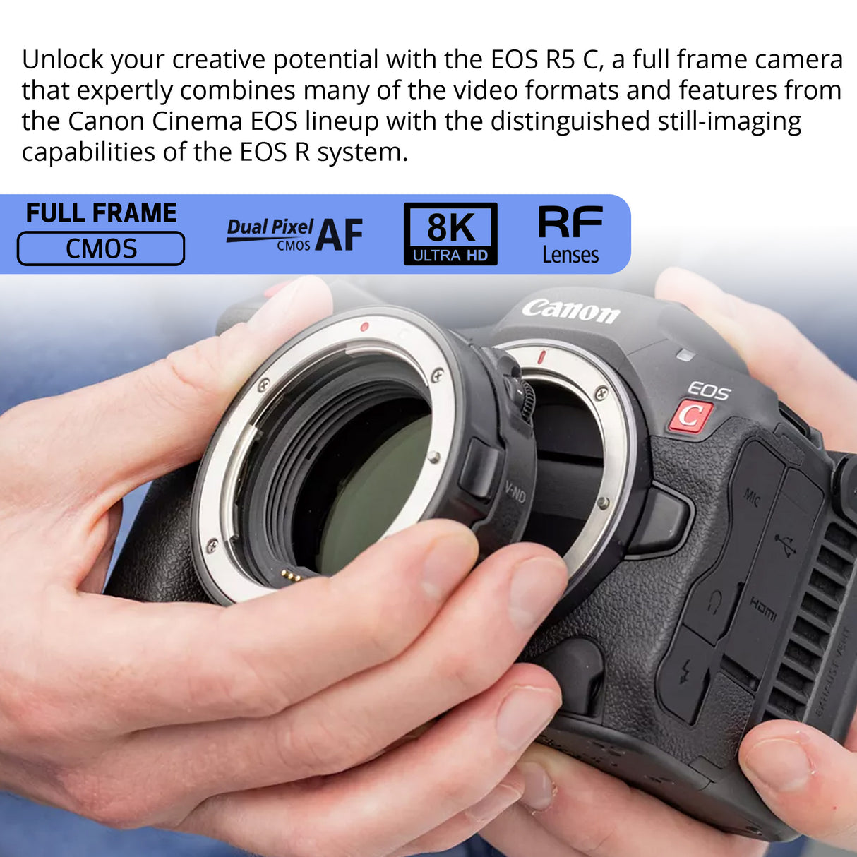 Canon EOS R5 Mirrorless Camera with CN-R 85mm T1.5 L F Cinema Prime Lens & Extra LP-E6NH Battery