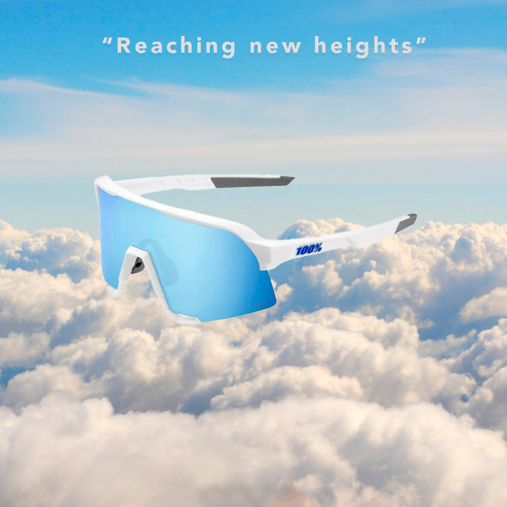 100% S3 Sunglasses Matte White HiPER Blue Lens