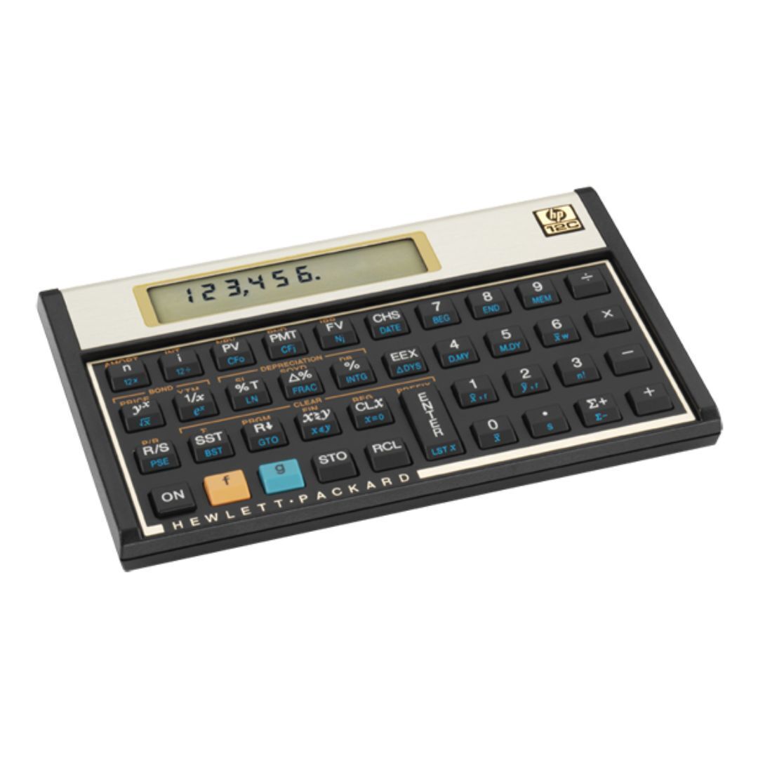HP 12C Financial Calculator with One-Line LCD Display and 120 Built-In Functions (Black and Gold)