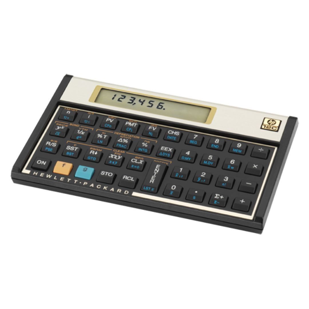 HP 12C Financial Calculator with One-Line LCD Display and 120 Built-In Functions (Black and Gold)