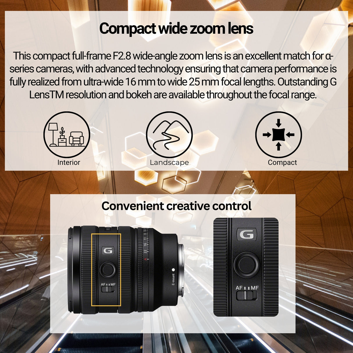 Sony FE 16-25mm F2.8 G - Compact, Lightweight Wide Zoom Lens