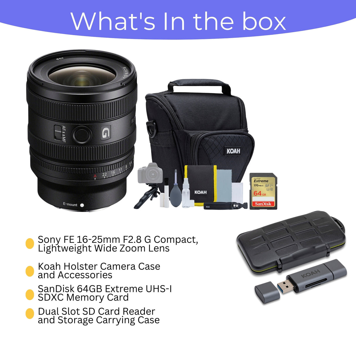 Sony FE 16-25mm F2.8 G Compact, Lightweight Wide Zoom Lens with Holster Camera Case Bundle