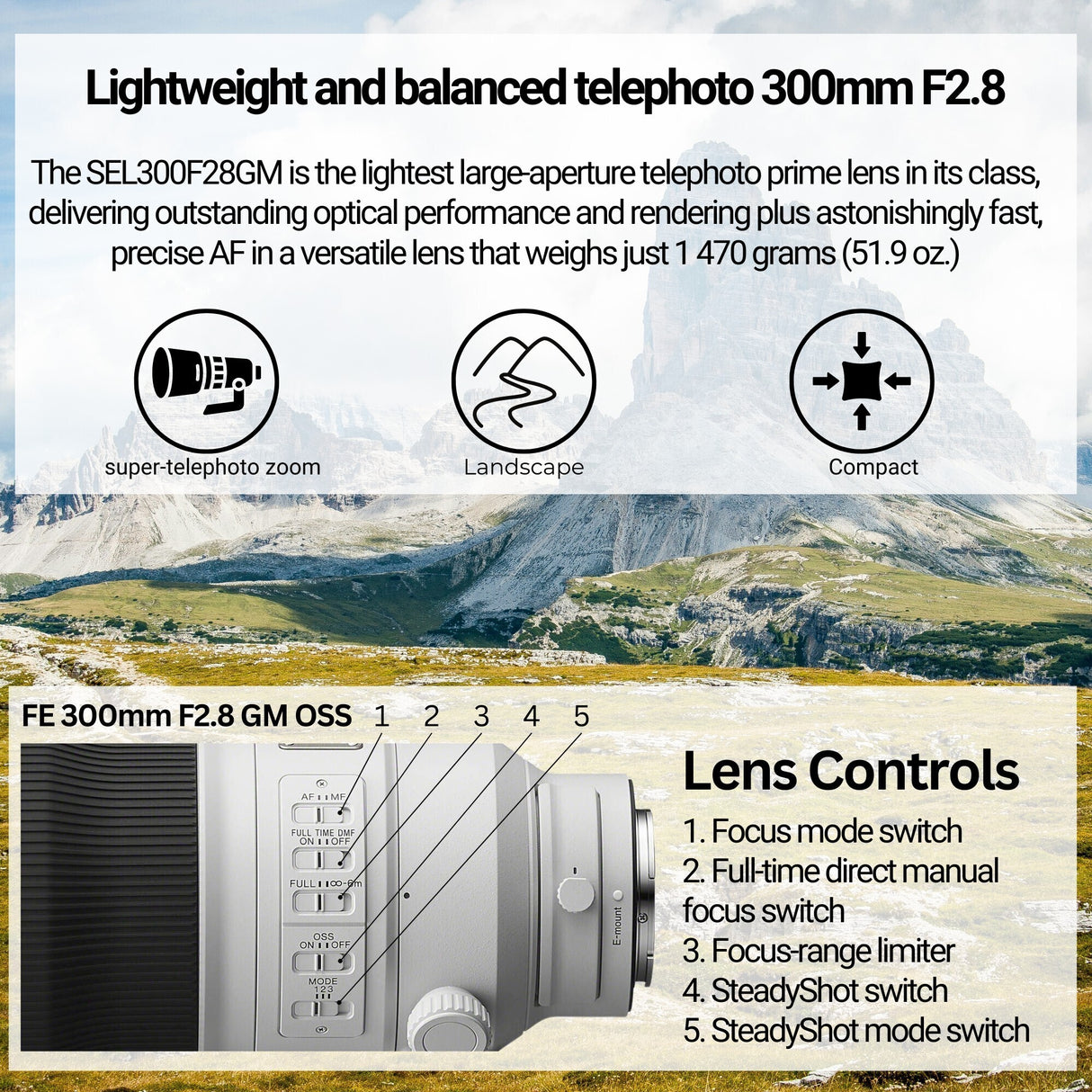 Sony FE 300mm F2.8 GM OSS Full-frame Telephoto Prime G Master Lens