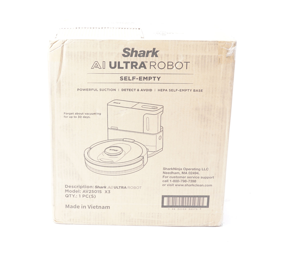 Shark AV2501S AI Ultra Robot Vacuum, with Matrix Clean, Home Mapping, 30-Day Cap