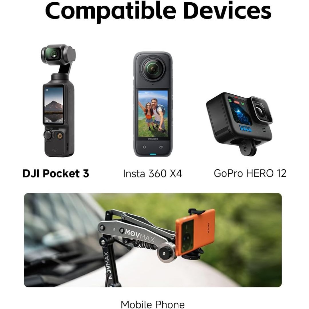 Movmax Blade Arm for DJI Pocket 3, Insta 360, and GoPro HERO 12 Cameras with N2 Arm Technology