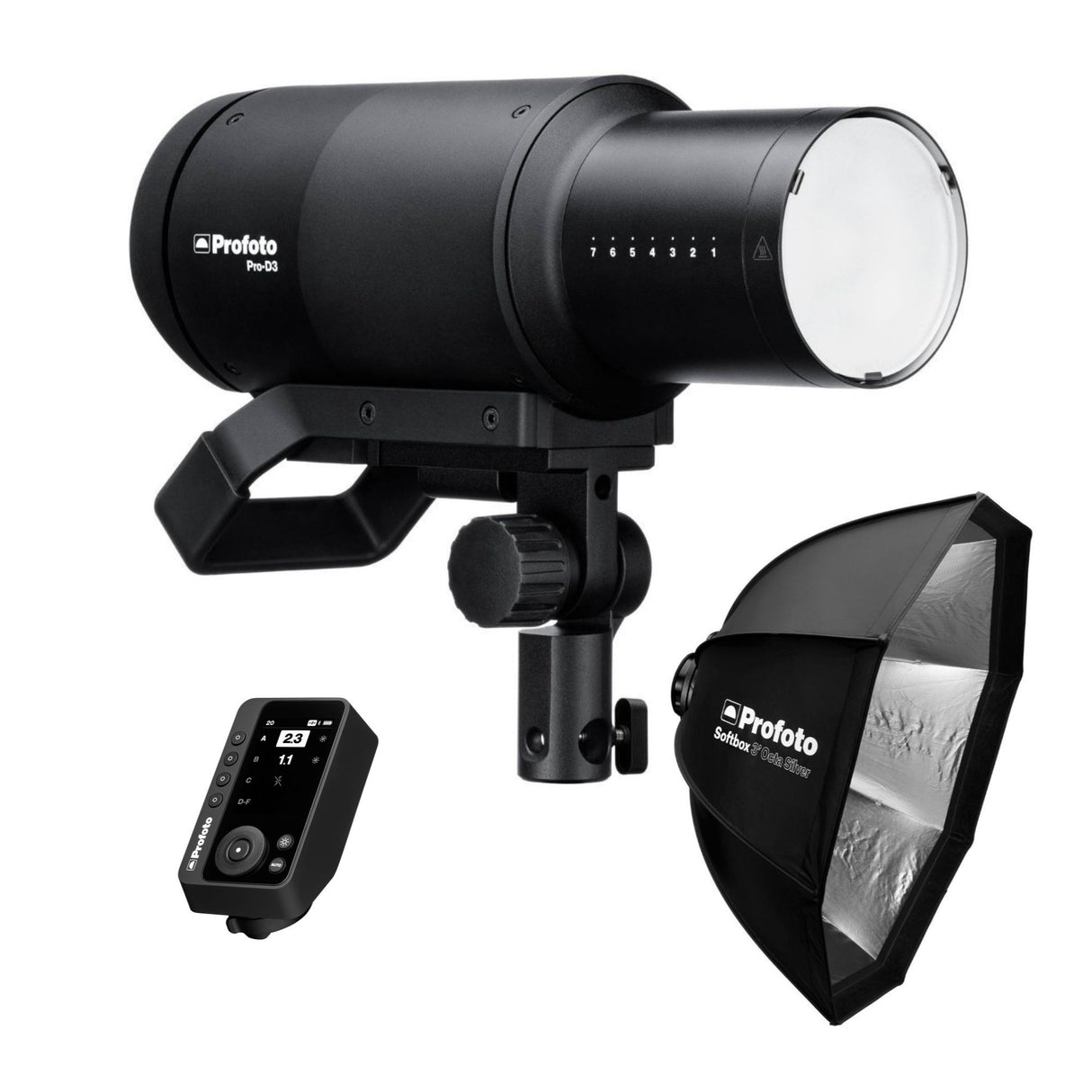 Profoto Pro-D3 750W Industrial-Grade Monolight with Profoto Softbox 3-Feet Octa (Silver) Bundle